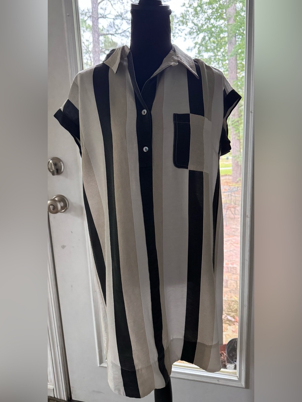 Kori America striped short sleeve dress size M